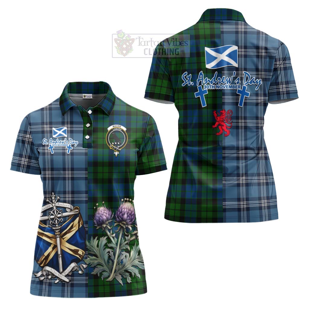 Tartan Vibes Clothing MacKie (McKie) Tartan Women's Polo Shirt Happy St. Andrew's Day Half Tartan Style