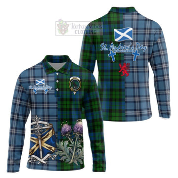 MacKie (McKie) Tartan Long Sleeve Polo Shirt Happy St. Andrew's Day Half Tartan Style