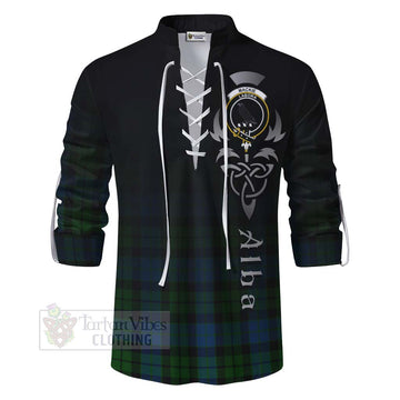 MacKie (McKie) Tartan Ghillie Kilt Shirt Featuring Alba Gu Brath Family Crest Celtic Inspired