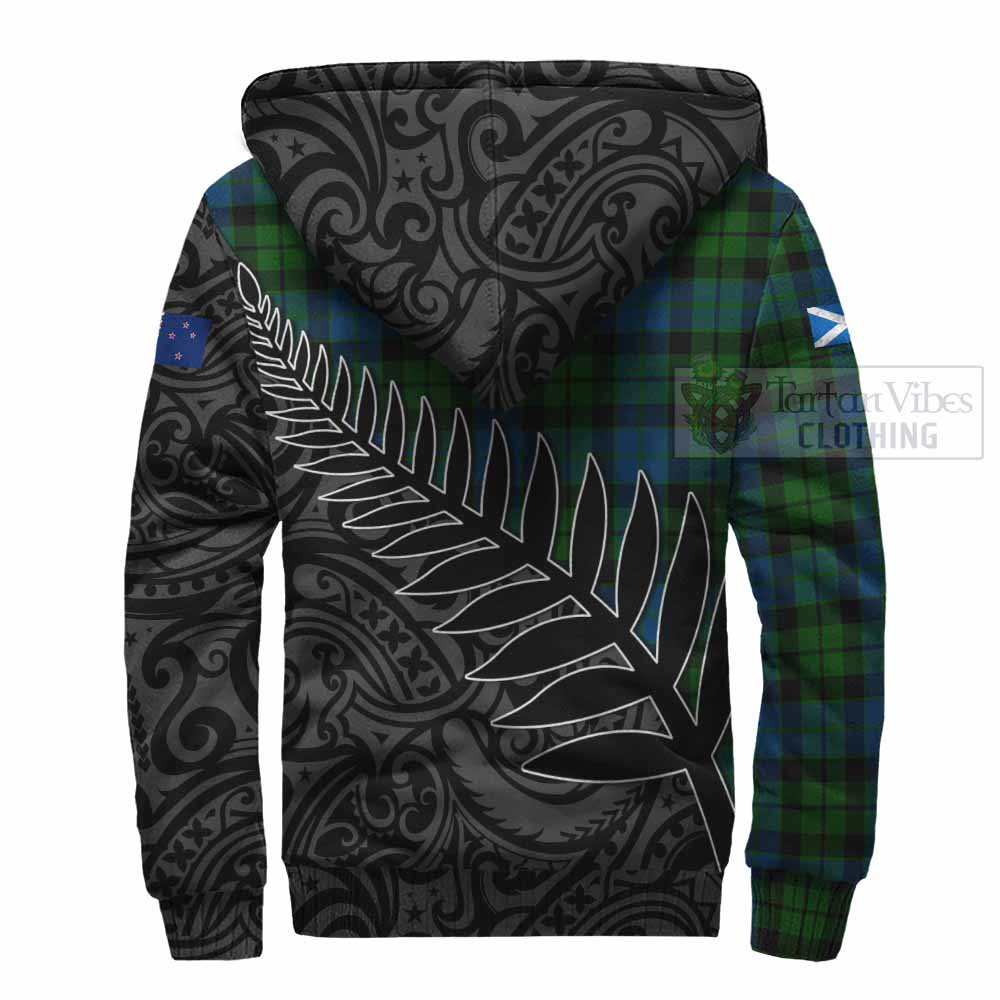 Tartan Vibes Clothing MacKie (McKie) Crest Tartan Sherpa Hoodie with New Zealand Silver Fern Half Style