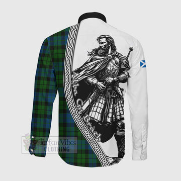 MacKie (McKie) Tartan Clan Crest Long Sleeve Button Shirt with Highlander Warrior Celtic Style