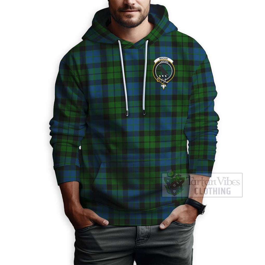 Tartan Vibes Clothing MacKie (McKie) Tartan Hoodie with Family Crest and Bearded Skull Holding Bottles of Whiskey