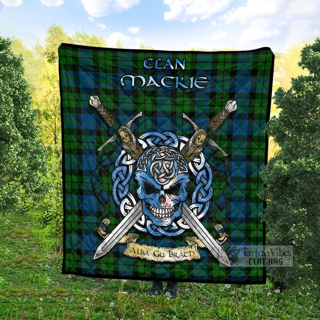 Tartan Vibes Clothing MacKie (McKie) Tartan Quilt with Celtic Skull Alba Gu Brath Style