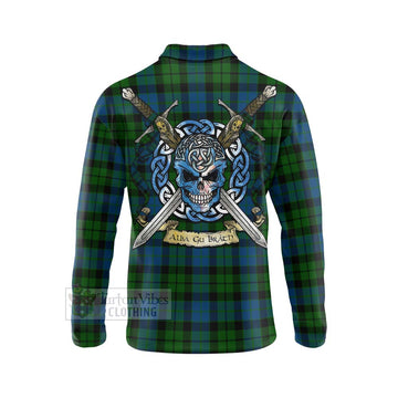 MacKie (McKie) Tartan Long Sleeve Polo Shirt with Family Crest Celtic Skull Style