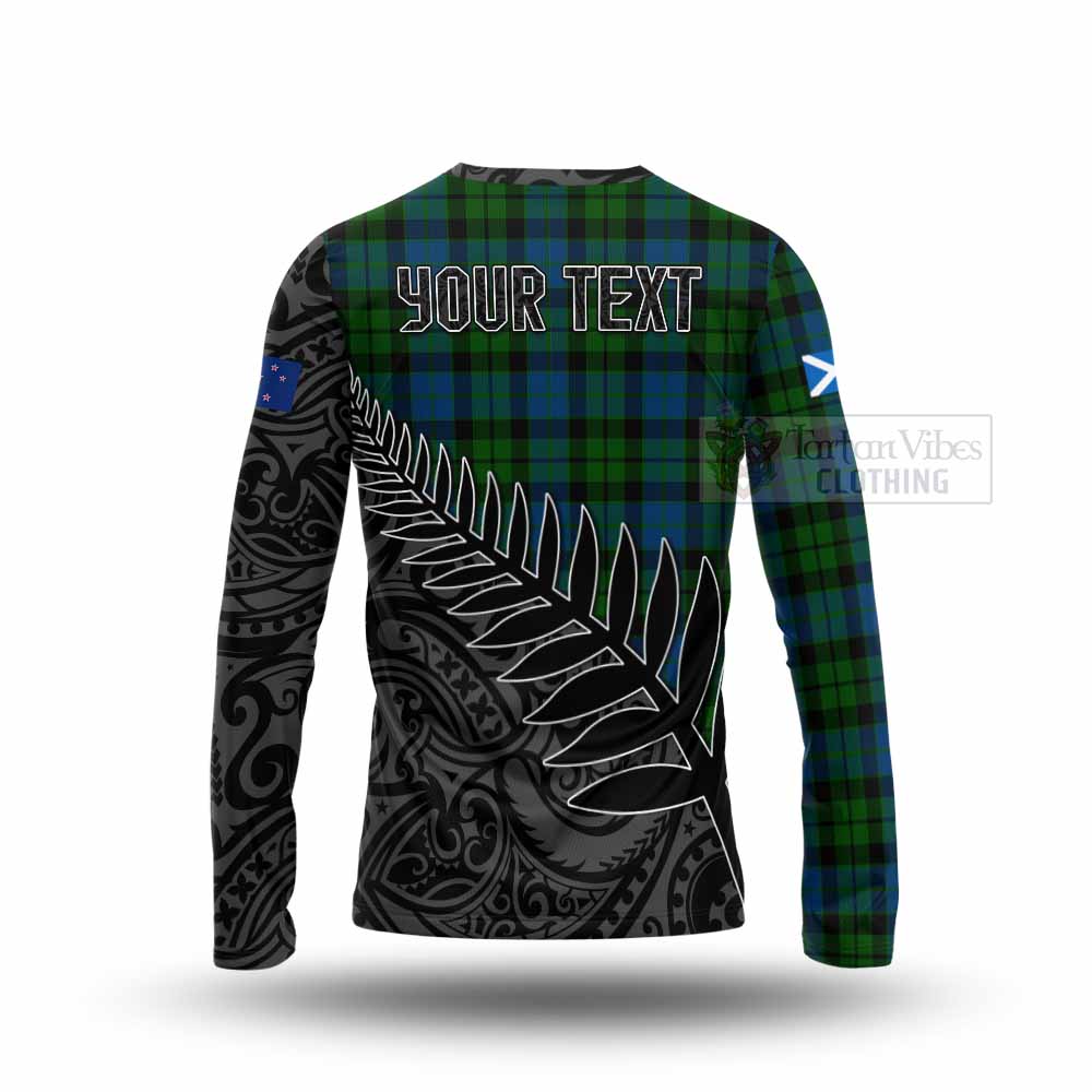 Tartan Vibes Clothing MacKie (McKie) Crest Tartan Long Sleeve T-Shirt with New Zealand Silver Fern Half Style