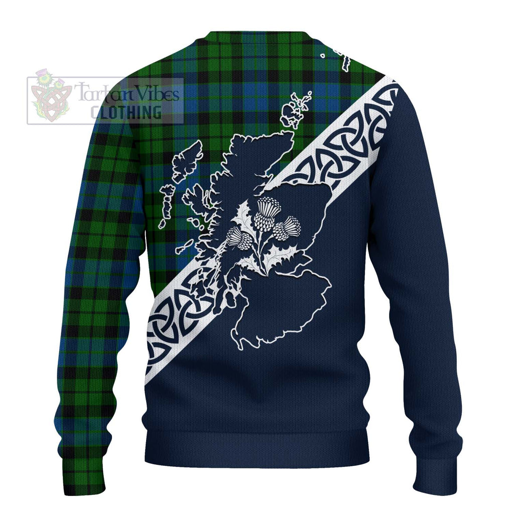 Tartan Vibes Clothing MacKie (McKie) Tartan Knitted Sweater Featuring Thistle and Scotland Map