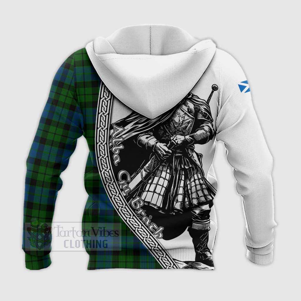 Tartan Vibes Clothing MacKie (McKie) Tartan Clan Crest Knitted Hoodie with Highlander Warrior Celtic Style