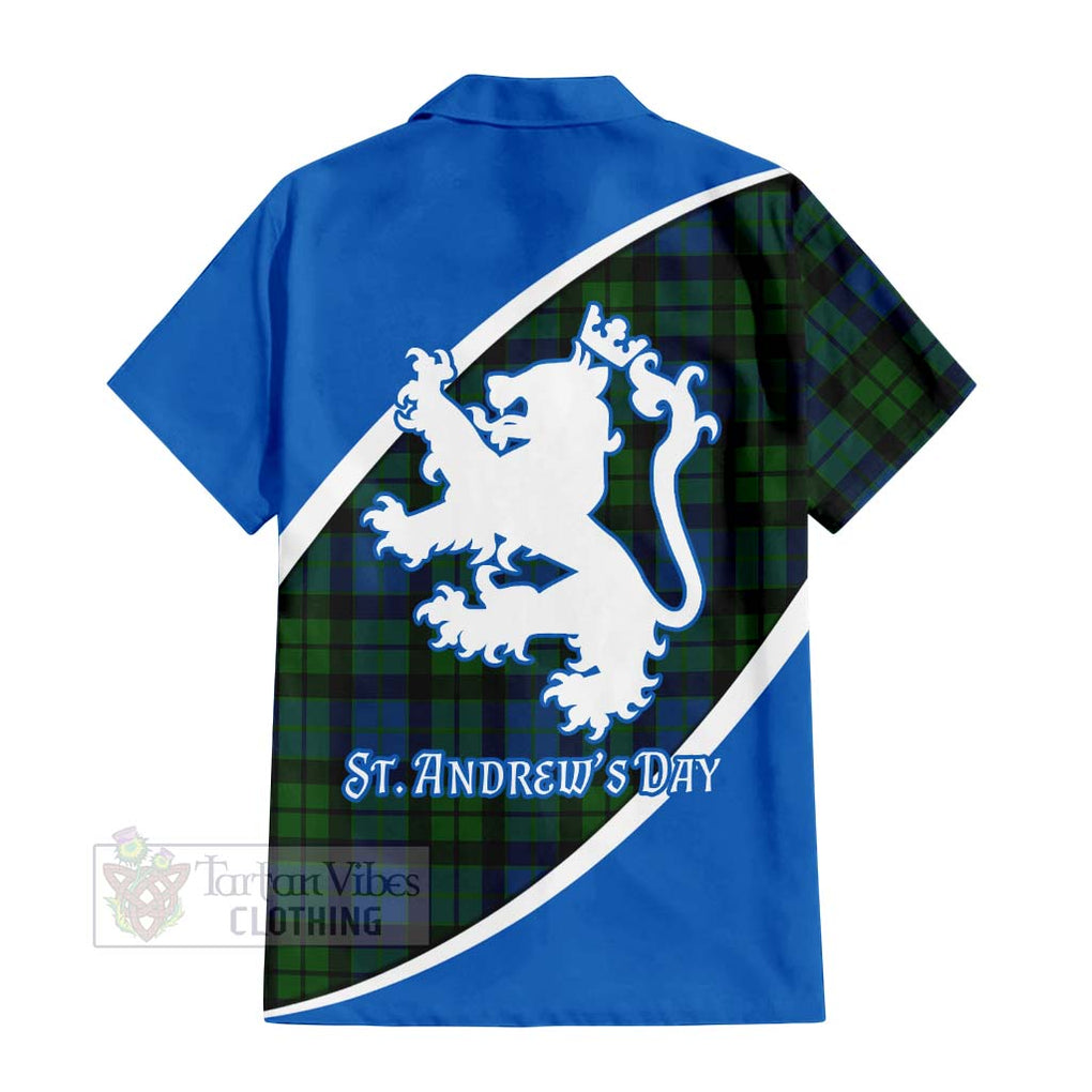 Tartan Vibes Clothing MacKie (McKie) Family Crest Tartan Short Sleeve Button Shirt Celebrate Saint Andrew's Day in Style