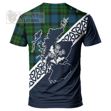 MacKie (McKie) Tartan T-Shirt Featuring Thistle and Scotland Map