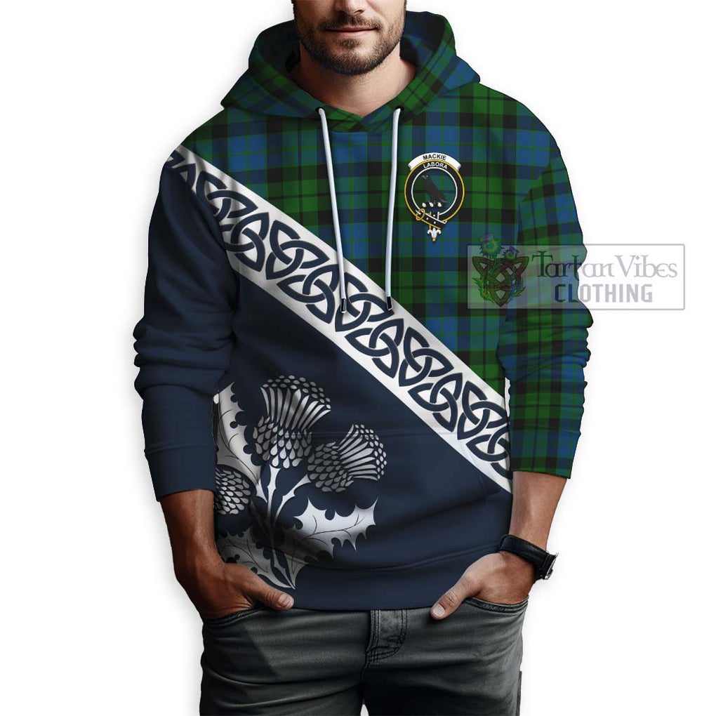 Tartan Vibes Clothing MacKie (McKie) Tartan Hoodie Featuring Thistle and Scotland Map