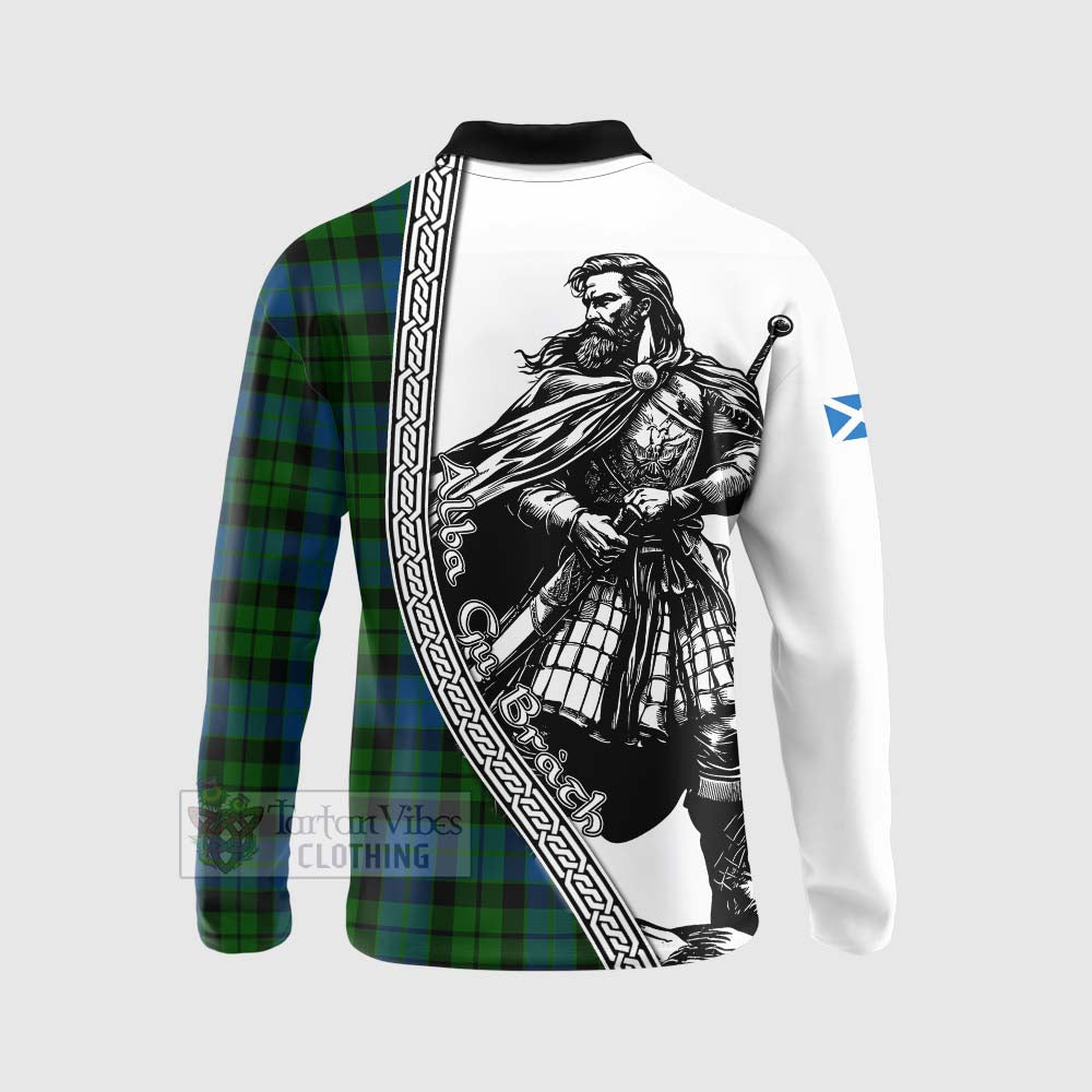 Tartan Vibes Clothing MacKie (McKie) Tartan Clan Crest Long Sleeve Polo Shirt with Highlander Warrior Celtic Style