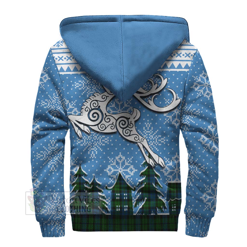 Tartan Vibes Clothing MacKie (McKie) Clan Christmas Sherpa Hoodie Celtic Reindeer Style