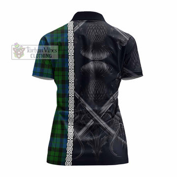 MacKie (McKie) Tartan Women's Polo Shirt with Family Crest Cross Sword Thistle Celtic Vibes