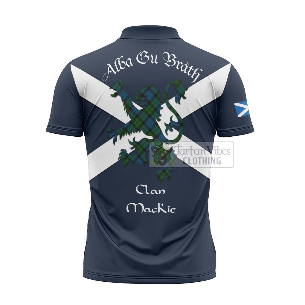 Tartan Vibes Clothing MacKie (McKie) Tartan Lion Rampant Zipper Polo Shirt – Proudly Display Your Heritage with Alba Gu Brath and Clan Name