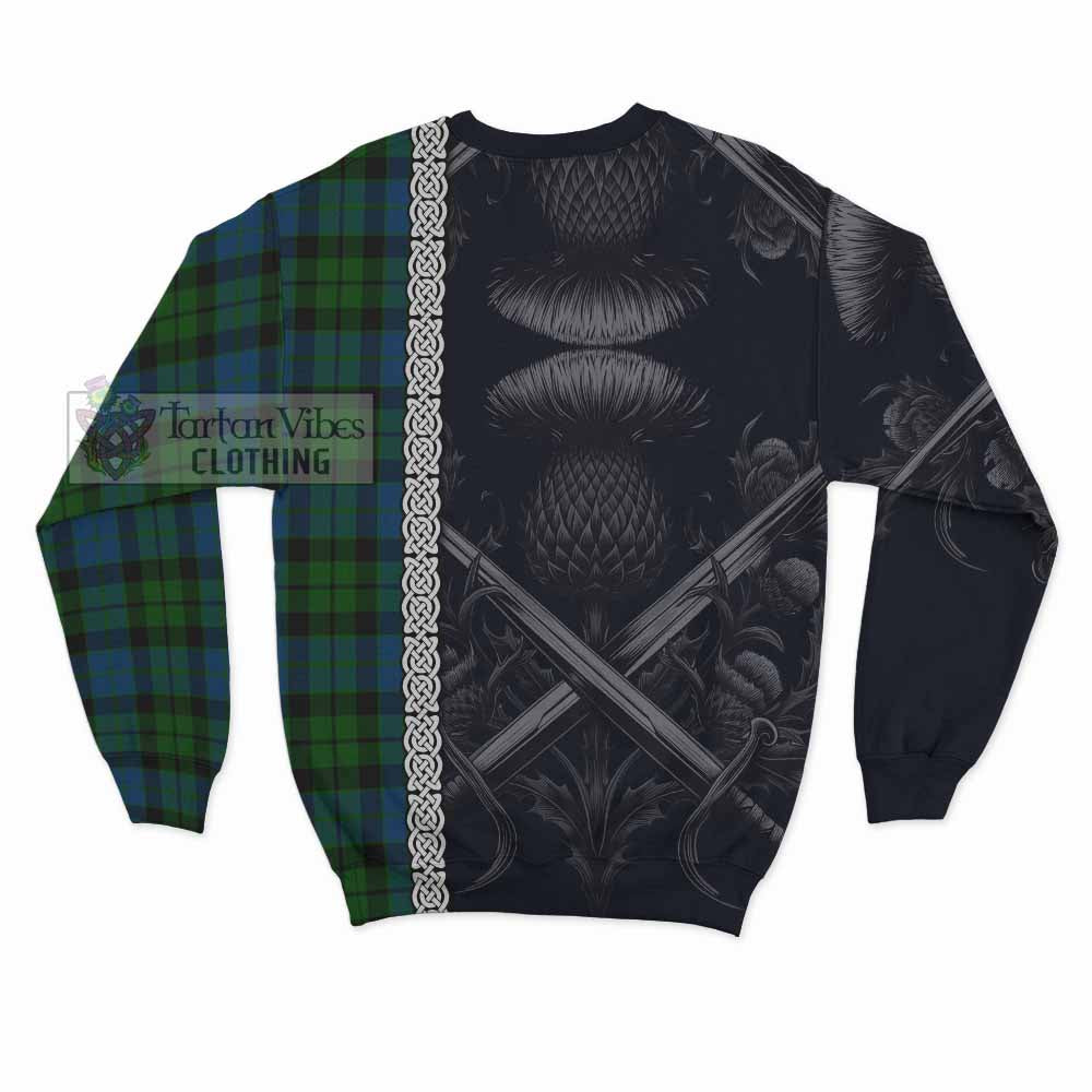 Tartan Vibes Clothing MacKie (McKie) Tartan Sweatshirt with Family Crest Cross Sword Thistle Celtic Vibes