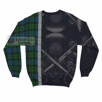 MacKie (McKie) Tartan Sweatshirt with Family Crest Cross Sword Thistle Celtic Vibes