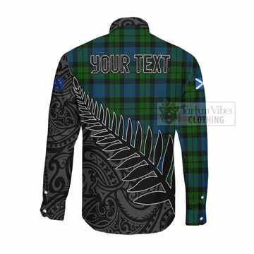 MacKie (McKie) Crest Tartan Long Sleeve Button Shirt with New Zealand Silver Fern Half Style