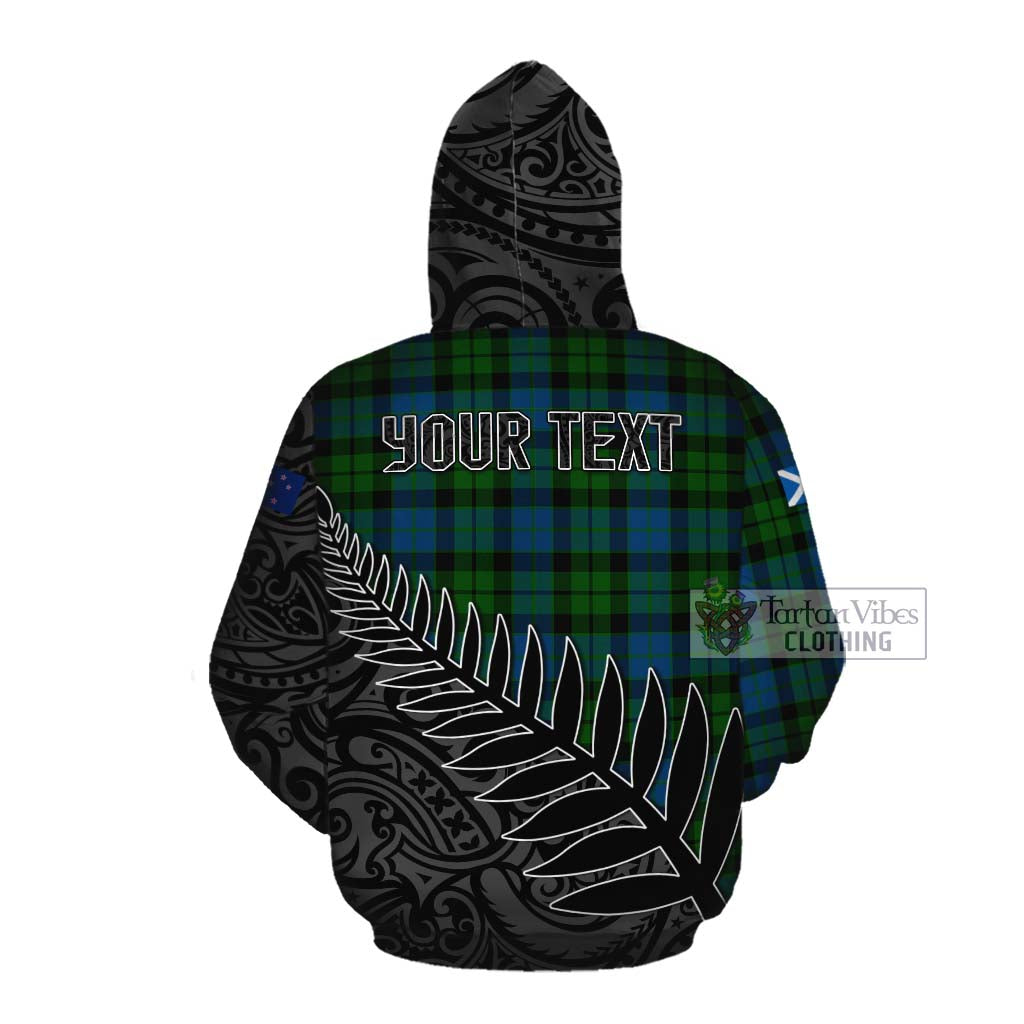 Tartan Vibes Clothing MacKie (McKie) Crest Tartan Cotton Hoodie with New Zealand Silver Fern Half Style