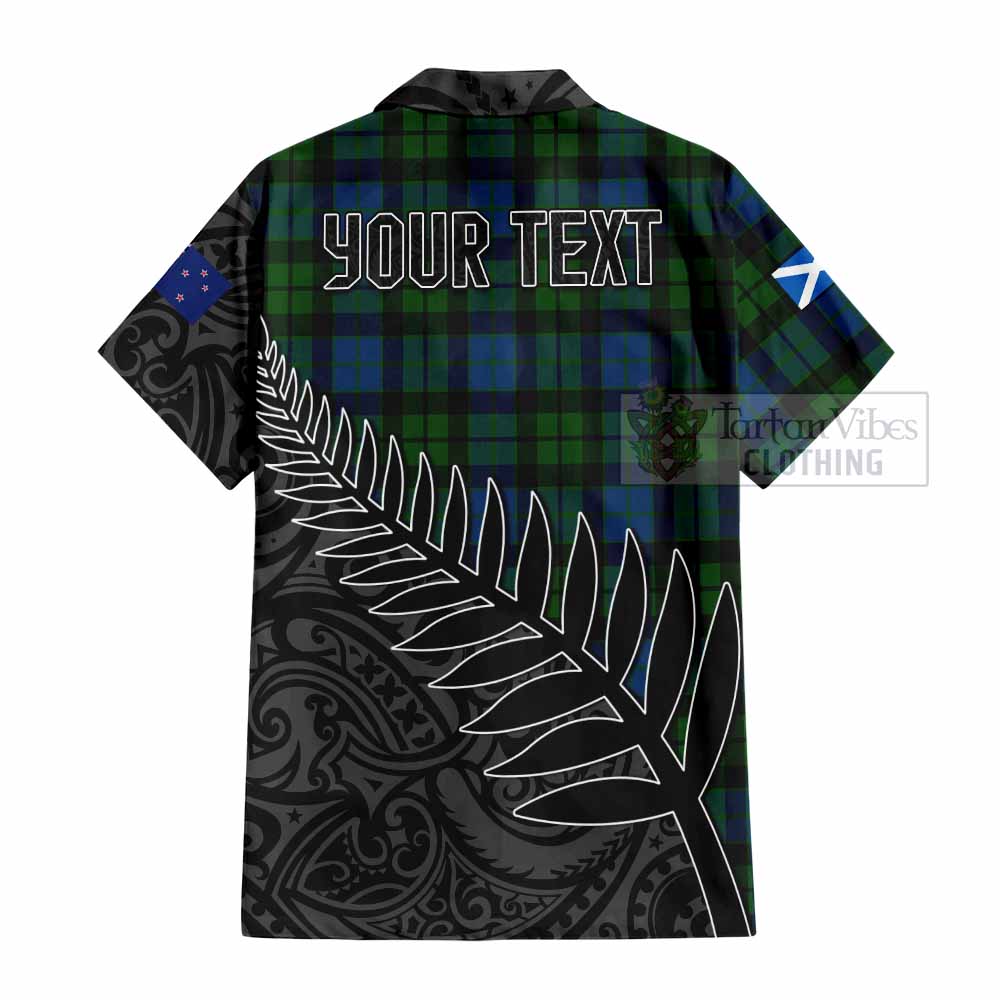 Tartan Vibes Clothing MacKie (McKie) Crest Tartan Short Sleeve Button Shirt with New Zealand Silver Fern Half Style