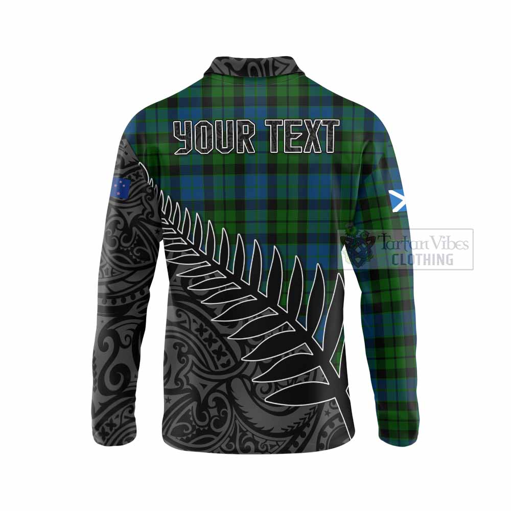 Tartan Vibes Clothing MacKie (McKie) Crest Tartan Long Sleeve Polo Shirt with New Zealand Silver Fern Half Style