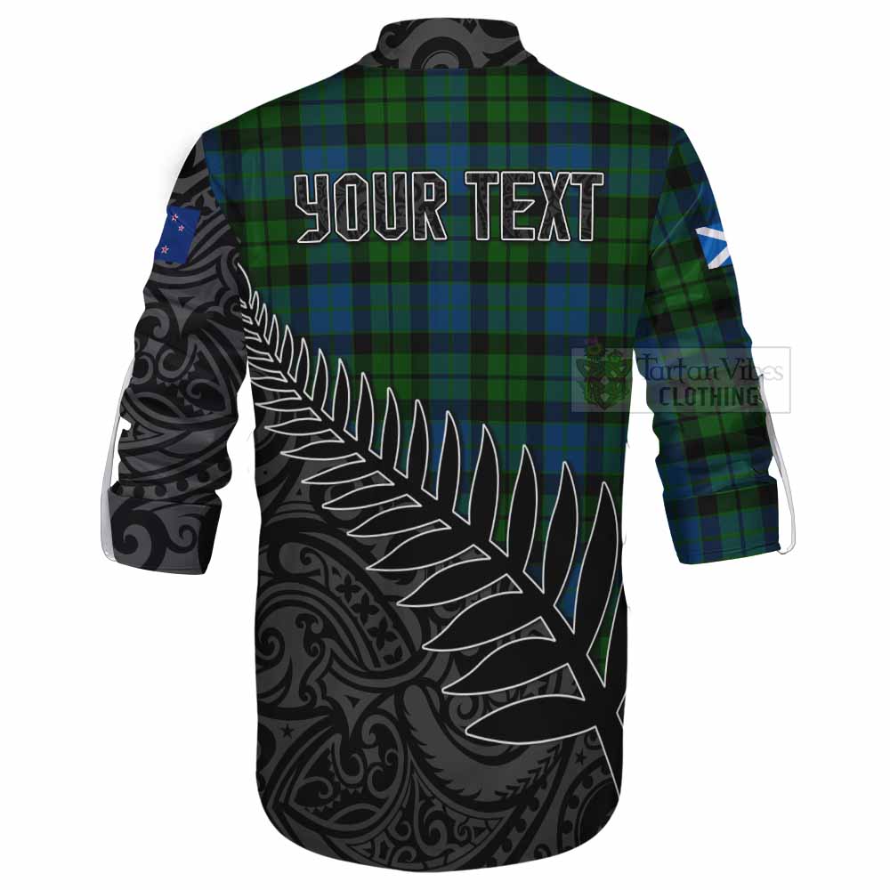 Tartan Vibes Clothing MacKie (McKie) Crest Tartan Ghillie Kilt Shirt with New Zealand Silver Fern Half Style