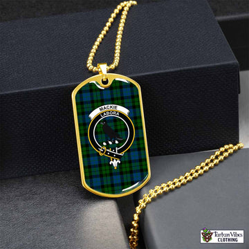 MacKie (McKie) Tartan Dog Tag Necklace with Family Crest