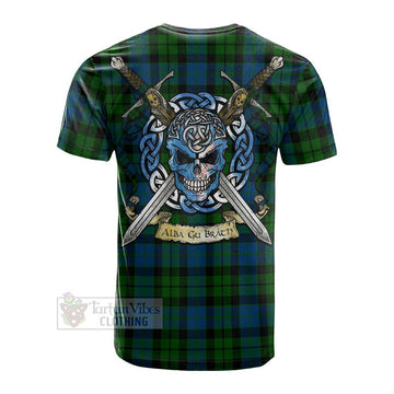 MacKie (McKie) Tartan Cotton T-shirt with Family Crest Celtic Skull Style