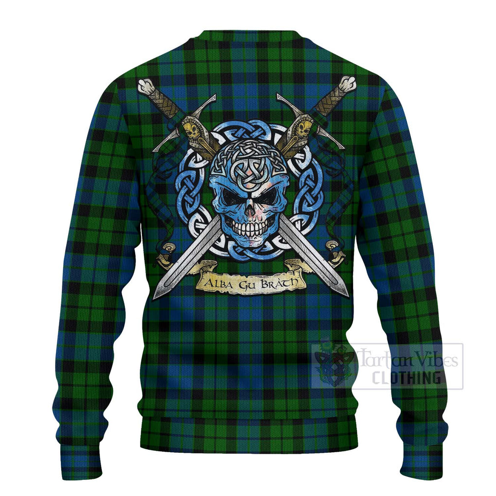 Tartan Vibes Clothing MacKie (McKie) Tartan Knitted Sweater with Family Crest Celtic Skull Style