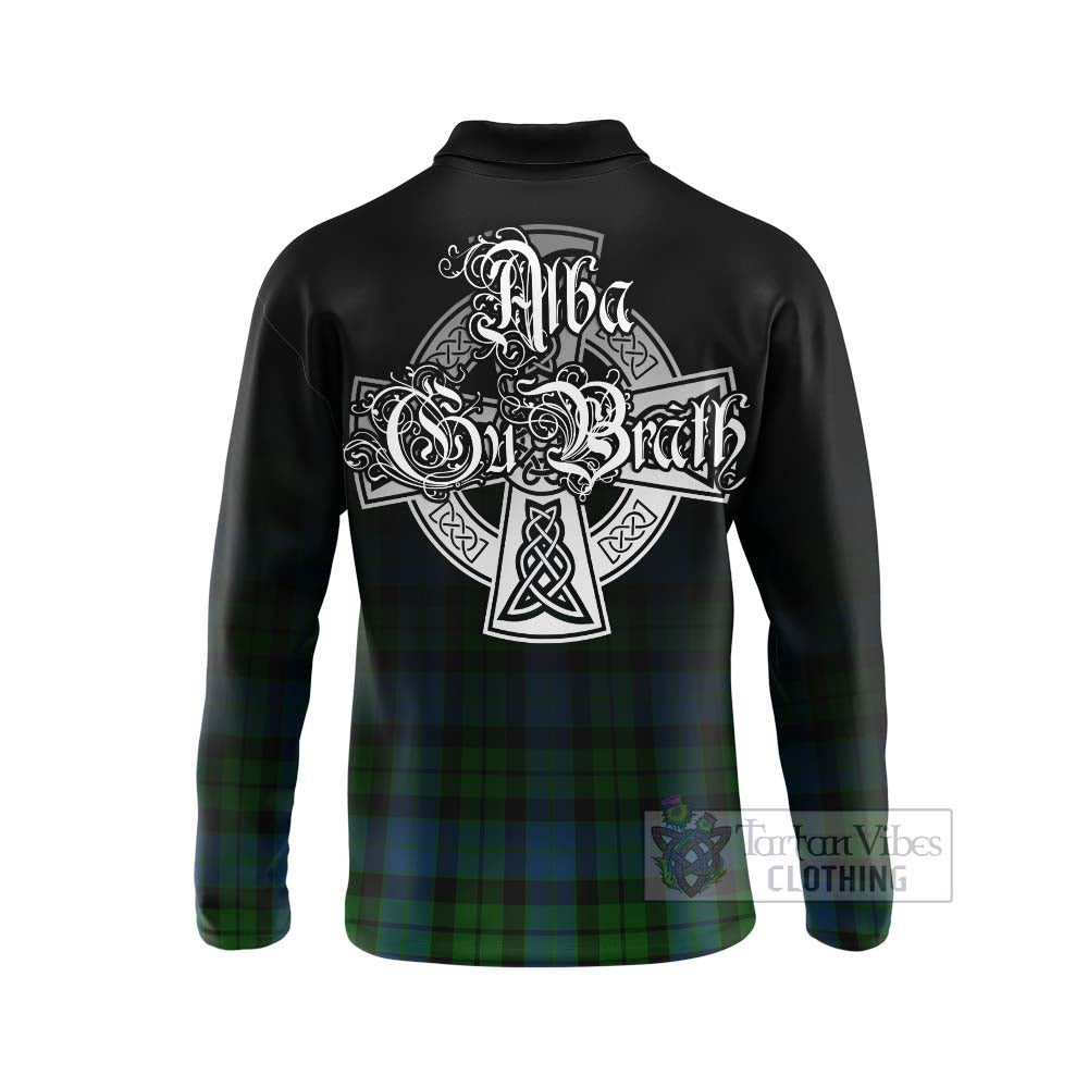 Tartan Vibes Clothing MacKie (McKie) Tartan Long Sleeve Polo Shirt Featuring Alba Gu Brath Family Crest Celtic Inspired