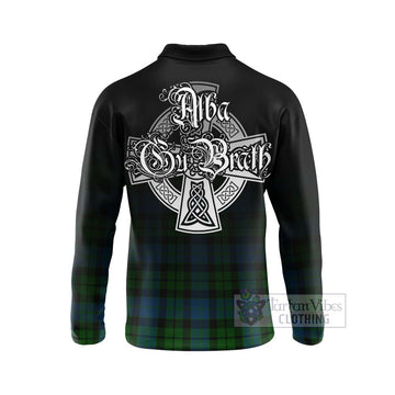 MacKie (McKie) Tartan Long Sleeve Polo Shirt Featuring Alba Gu Brath Family Crest Celtic Inspired