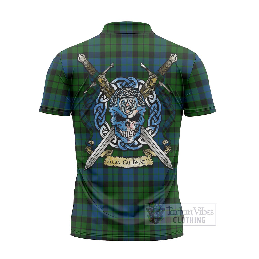 Tartan Vibes Clothing MacKie (McKie) Tartan Zipper Polo Shirt with Family Crest Celtic Skull Style