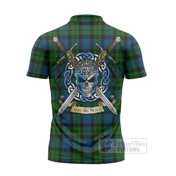 MacKie (McKie) Tartan Zipper Polo Shirt with Family Crest Celtic Skull Style