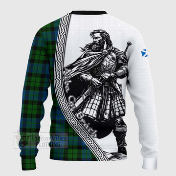 MacKie (McKie) Tartan Clan Crest Knitted Sweater with Highlander Warrior Celtic Style