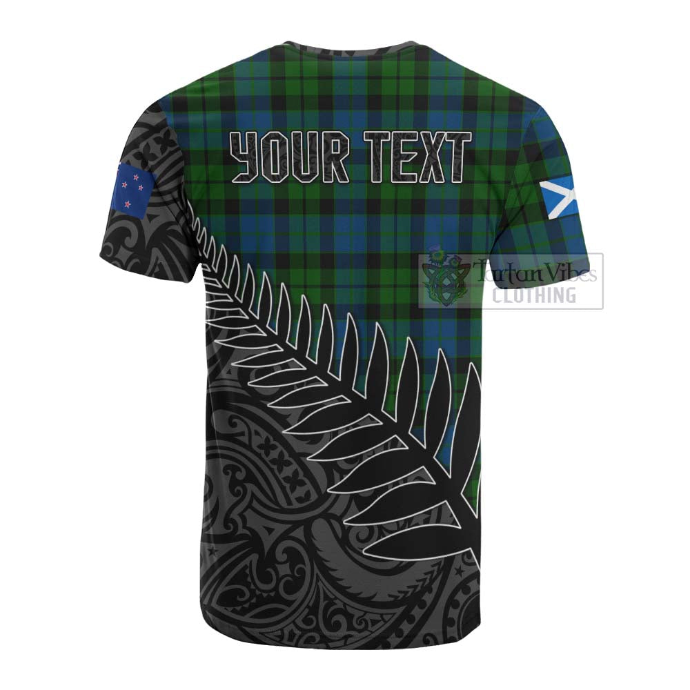 Tartan Vibes Clothing MacKie (McKie) Crest Tartan Cotton T-shirt with New Zealand Silver Fern Half Style