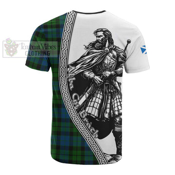 MacKie (McKie) Tartan Clan Crest Cotton T-shirt with Highlander Warrior Celtic Style