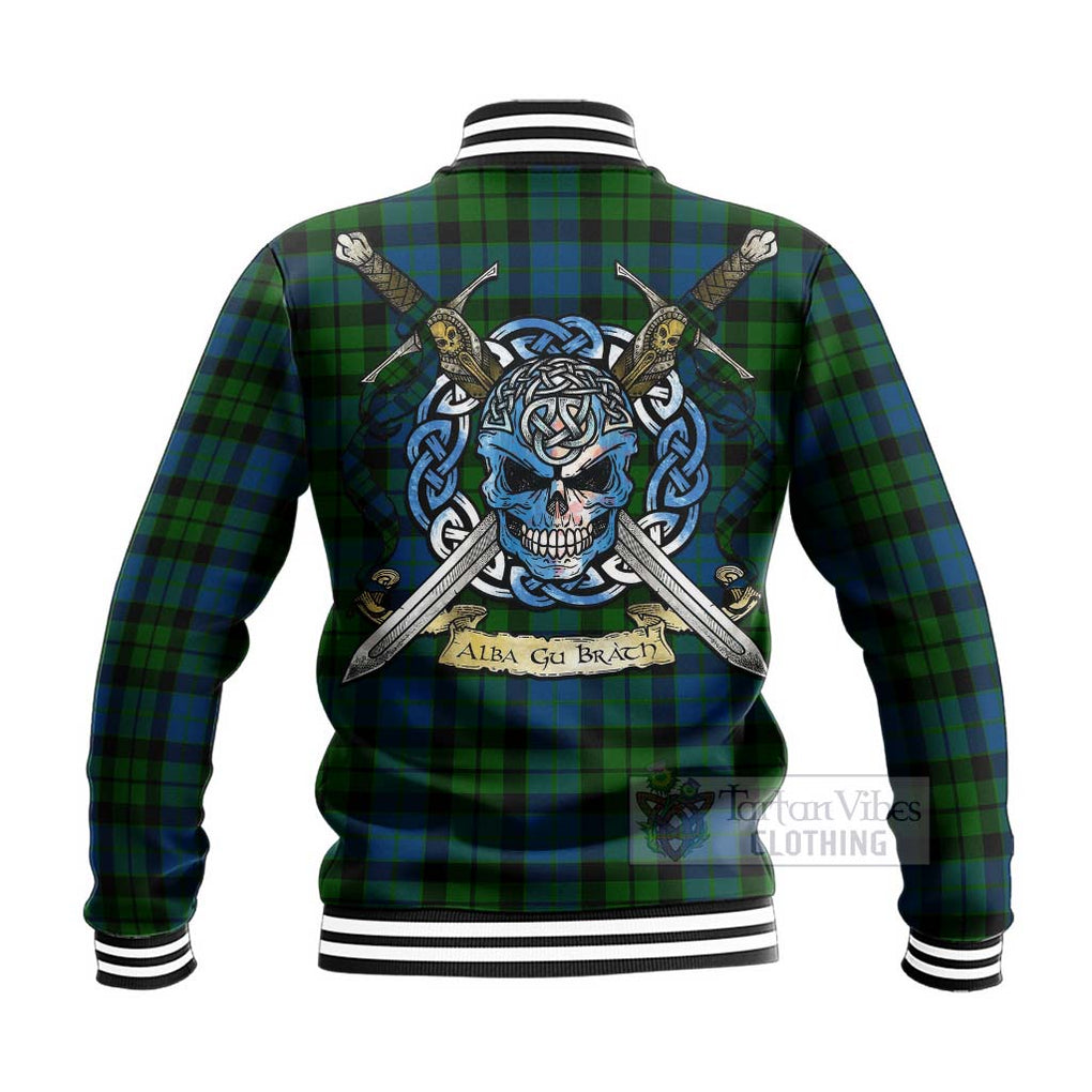 Tartan Vibes Clothing MacKie (McKie) Tartan Baseball Jacket with Family Crest Celtic Skull Style