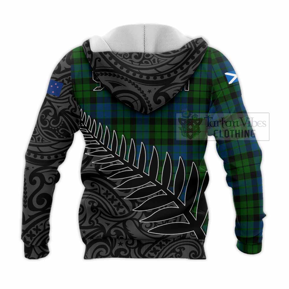 Tartan Vibes Clothing MacKie (McKie) Crest Tartan Knitted Hoodie with New Zealand Silver Fern Half Style