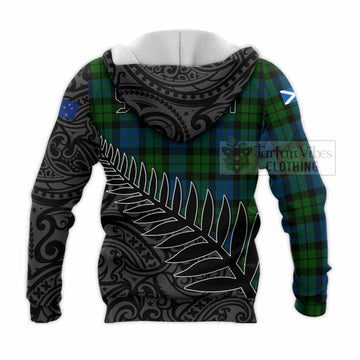 MacKie (McKie) Crest Tartan Knitted Hoodie with New Zealand Silver Fern Half Style