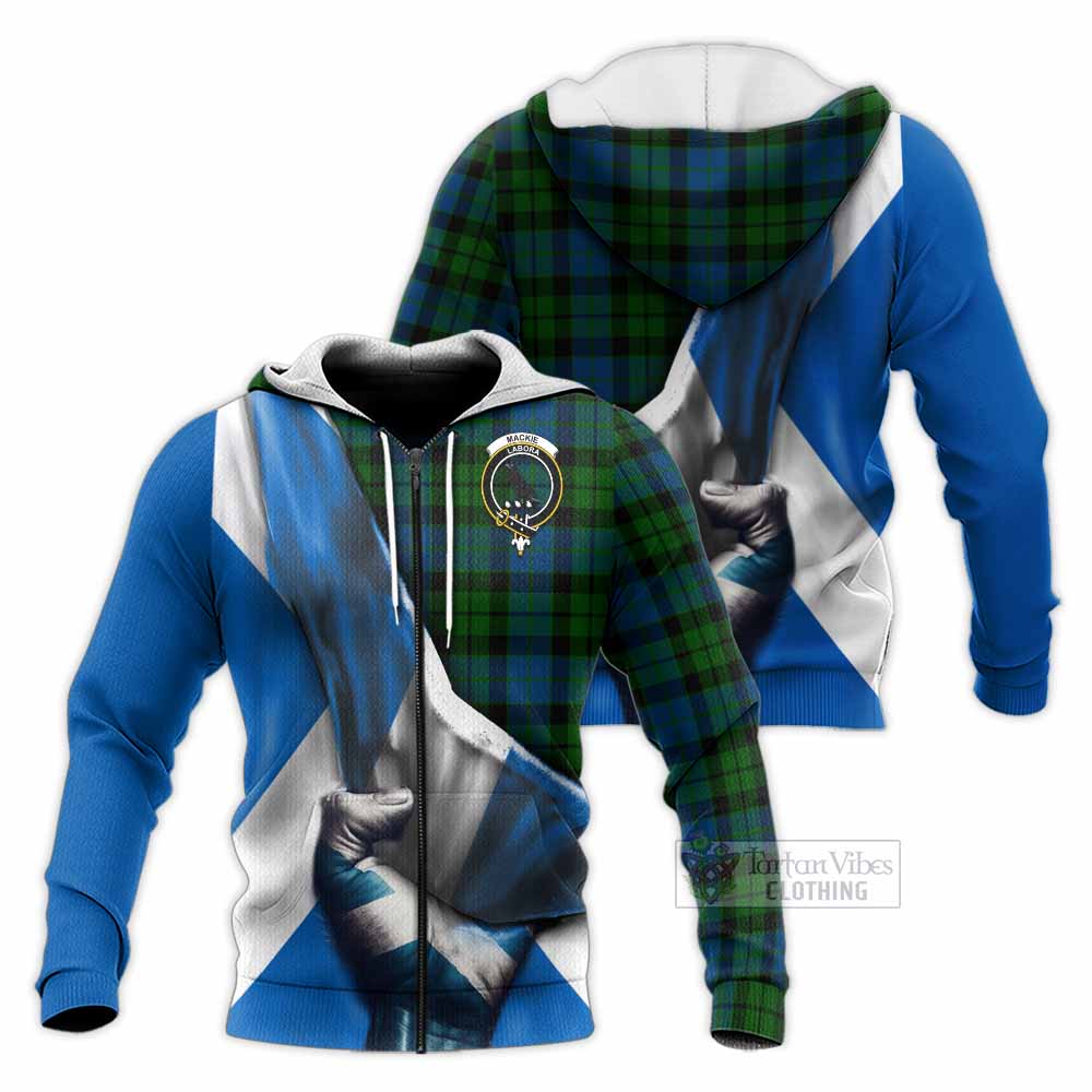 Tartan Vibes Clothing MacKie (McKie) Tartan Knitted Hoodie with Family Crest Scotland Patriotic Style