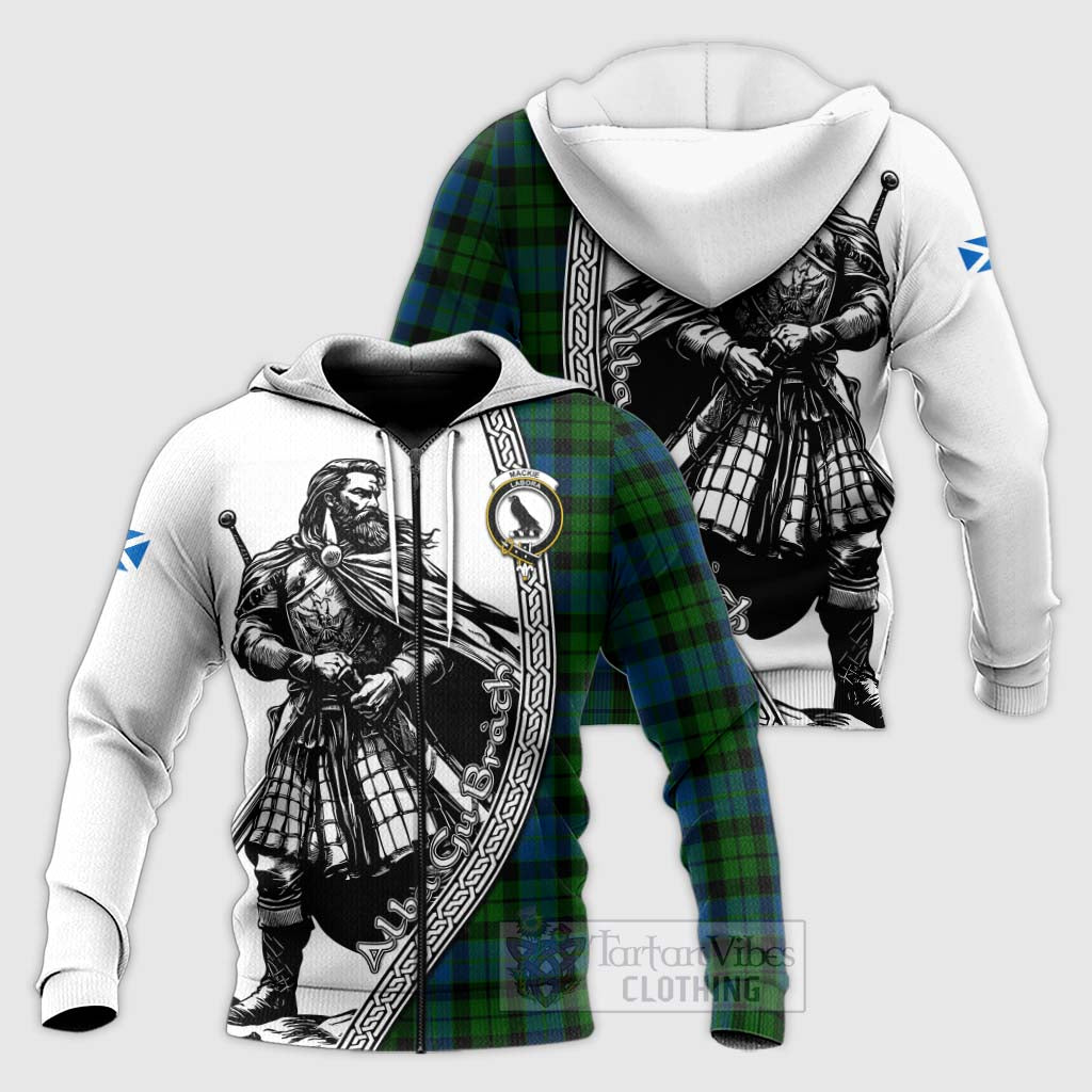 Tartan Vibes Clothing MacKie (McKie) Tartan Clan Crest Knitted Hoodie with Highlander Warrior Celtic Style