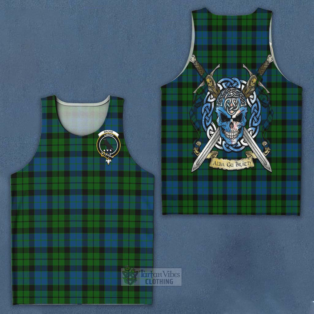 Tartan Vibes Clothing MacKie (McKie) Tartan Men's Tank Top with Family Crest Celtic Skull Style