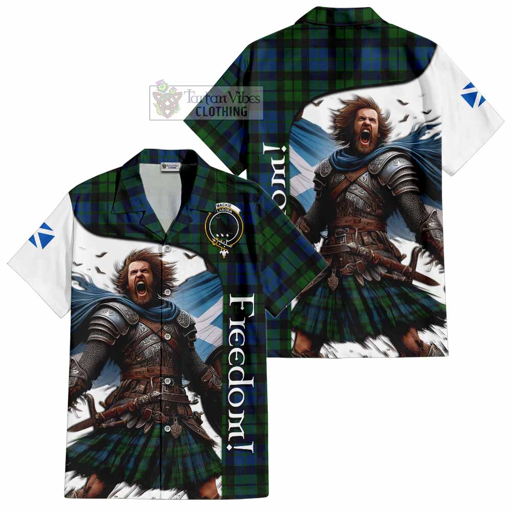 Tartan Vibes Clothing MacKie (McKie) Crest Tartan Short Sleeve Button Shirt Inspired by the Freedom of Scottish Warrior