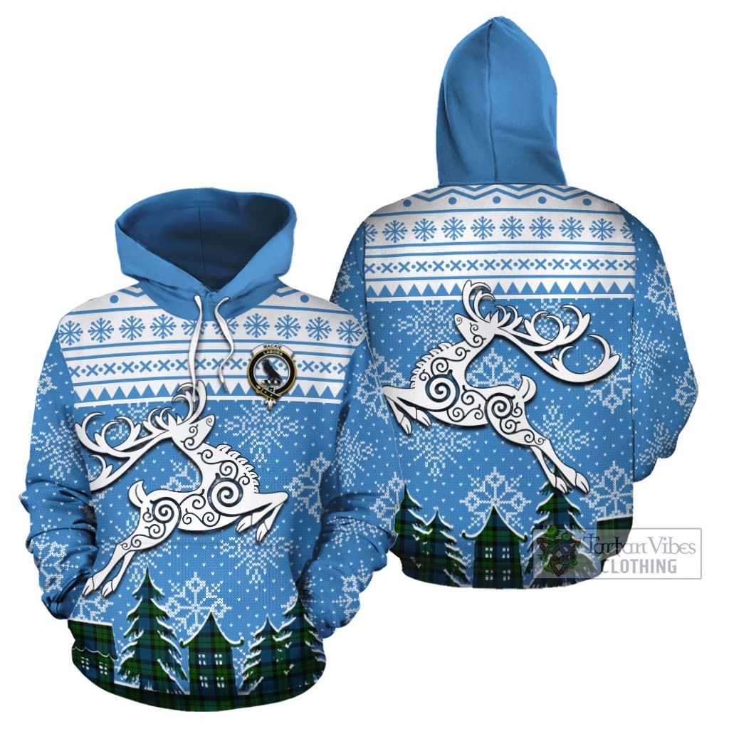 Tartan Vibes Clothing MacKie (McKie) Clan Christmas Cotton Hoodie Celtic Reindeer Style