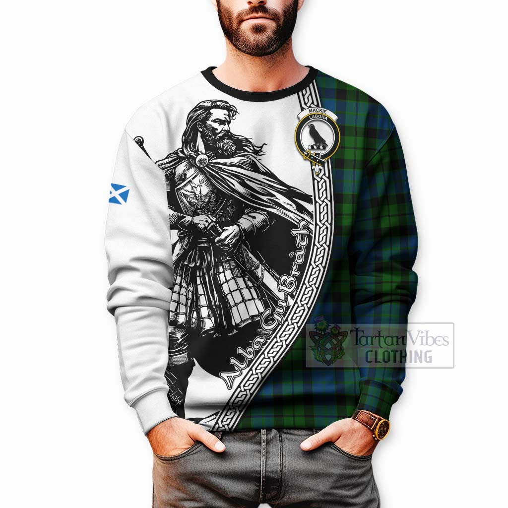 Tartan Vibes Clothing MacKie (McKie) Tartan Clan Crest Sweatshirt with Highlander Warrior Celtic Style