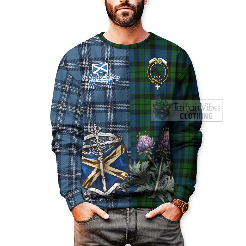 Tartan Vibes Clothing MacKie (McKie) Tartan Sweatshirt Happy St. Andrew's Day Half Tartan Style