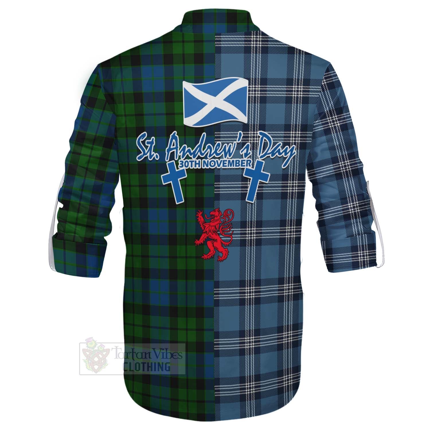 Tartan Vibes Clothing MacKie (McKie) Tartan Ghillie Kilt Shirt Happy St. Andrew's Day Half Tartan Style