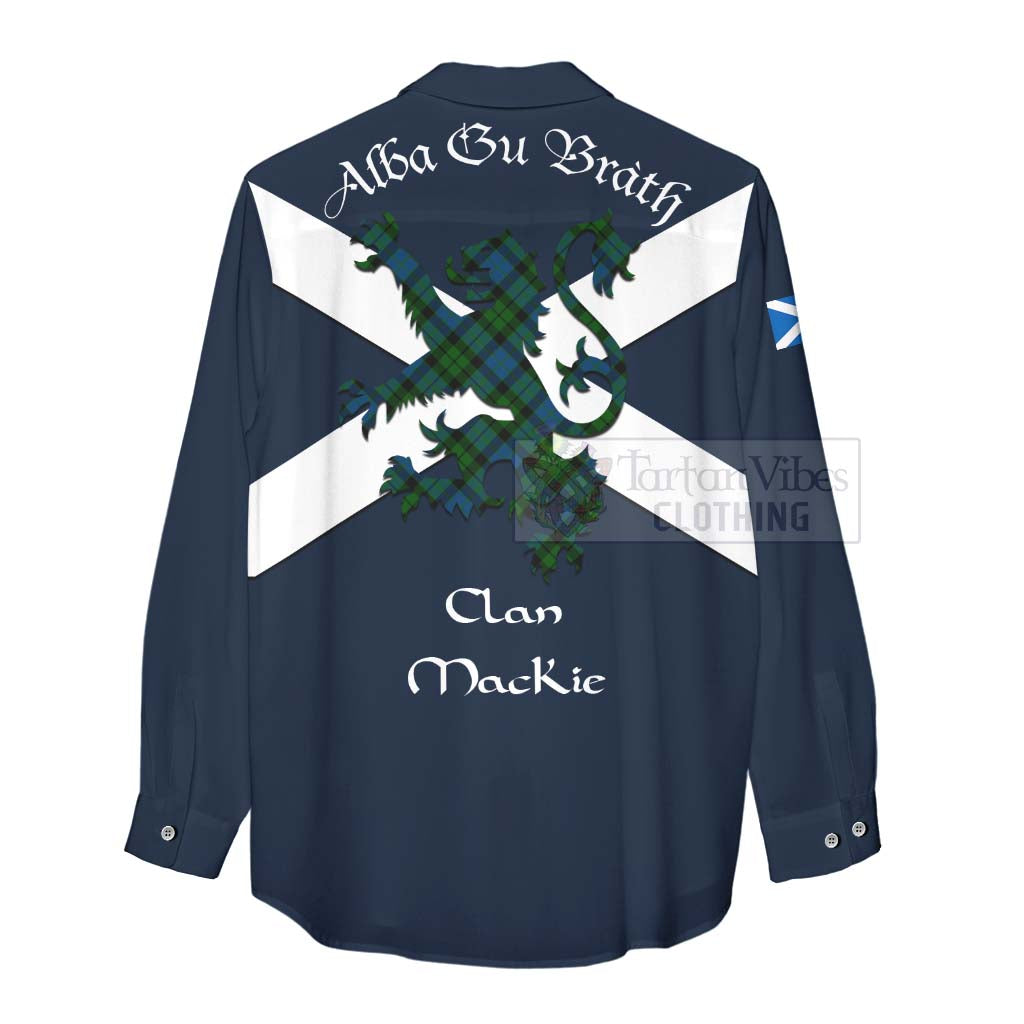 Tartan Vibes Clothing MacKie (McKie) Tartan Lion Rampant Women's Casual Shirt Proudly Display Your Heritage with Alba Gu Brath and Clan Name