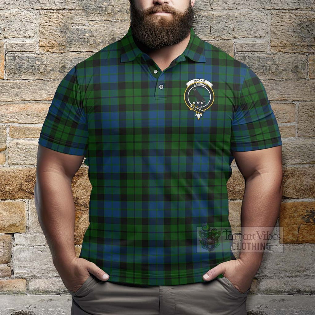 Tartan Vibes Clothing MacKie (McKie) Tartan Polo Shirt with Family Crest and Bearded Skull Holding Bottles of Whiskey