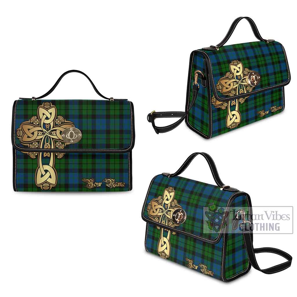 Tartan Vibes Clothing MacKie (McKie) Tartan Waterproof Canvas Bag Golden Thistle Celtic Cross Style