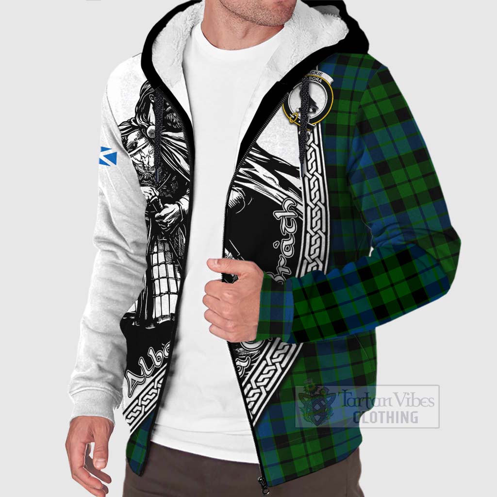 Tartan Vibes Clothing MacKie (McKie) Tartan Clan Crest Sherpa Hoodie with Highlander Warrior Celtic Style